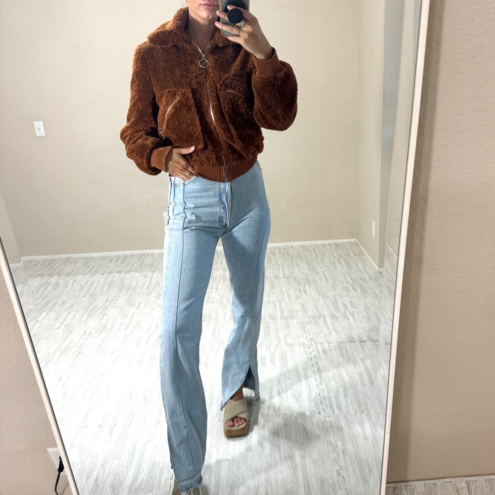 Blank NYC Brown Faux Fur Bomber Jacket